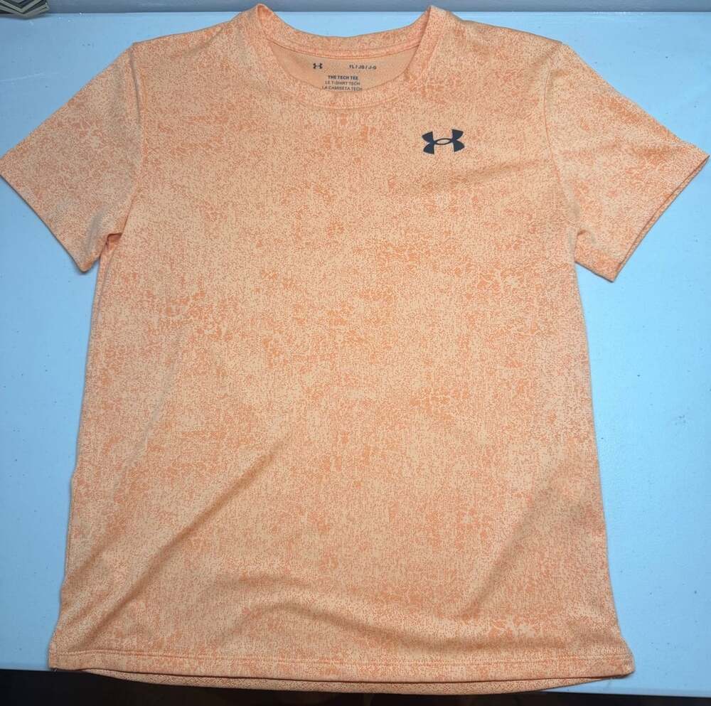 Under Armour Boys Orange Pixelate Tech T-Shirt Youth Large